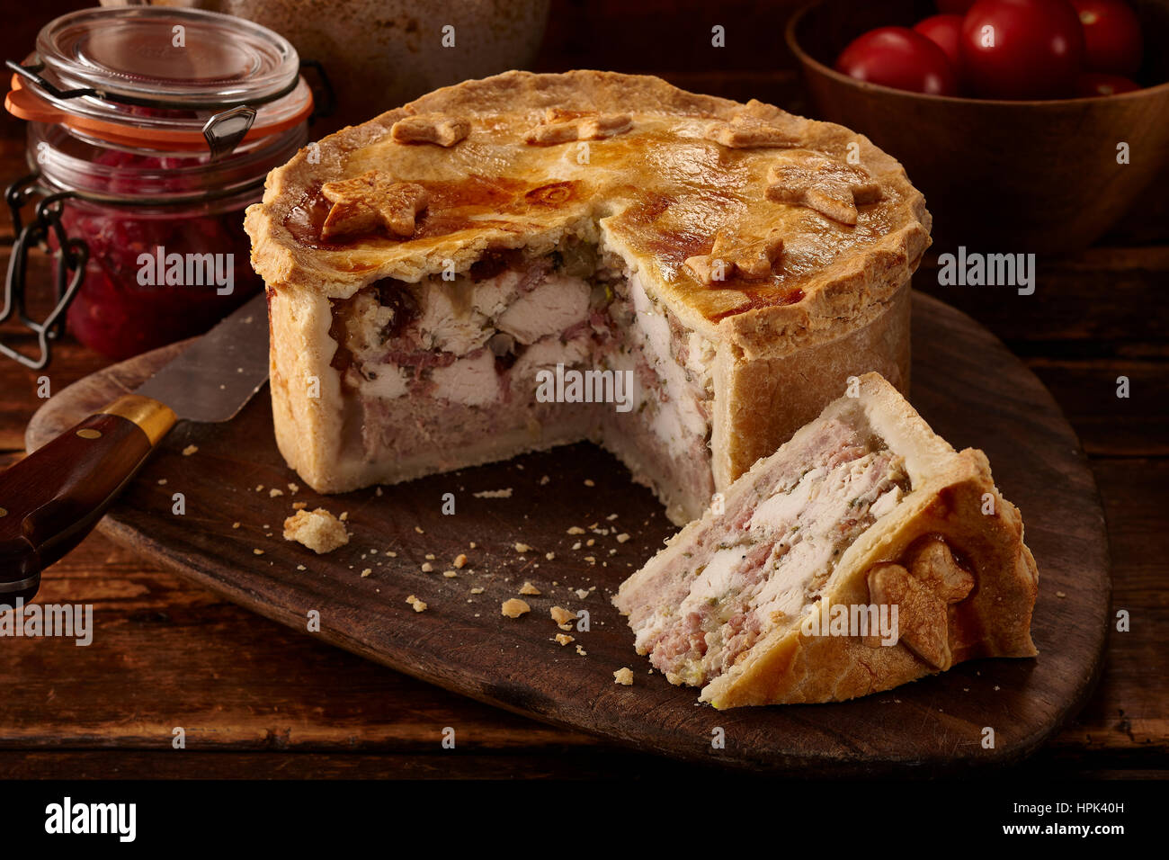 Raised meat pie Stock Photo