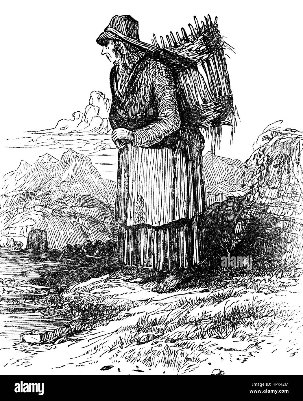 PEAT GATHERING in Ireland about 1850 Stock Photo