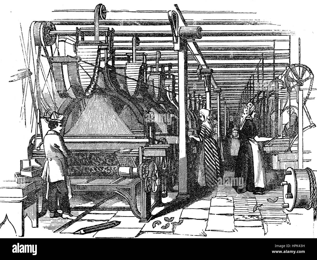 JACQUARD POWER LOOMS about 1850 Stock Photo