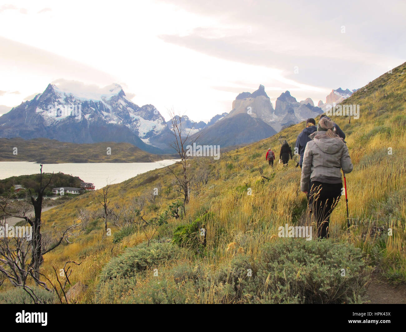 Trekking in Torres del Paine National Park, Patagonia Chile Stock Photo