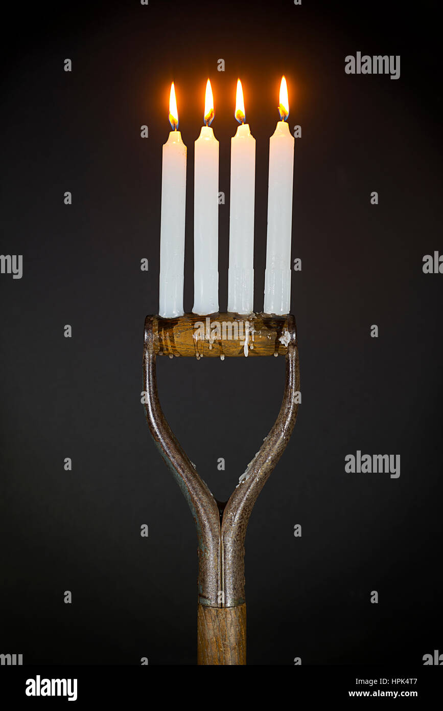 Four Candles (Fork Handles Stock Photo Alamy