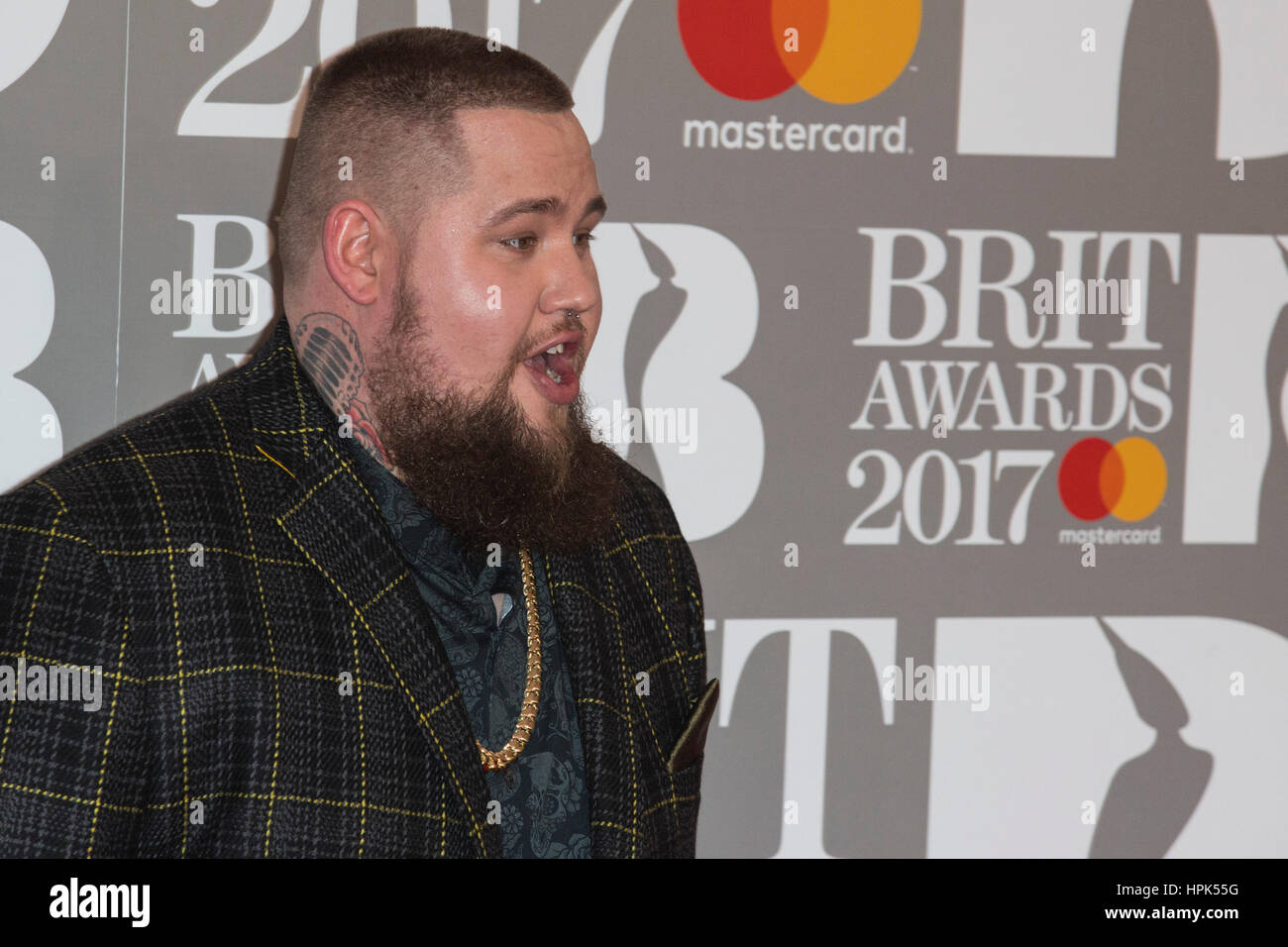 London, UK. 22nd Feb, 2017. Rag 'n' Bone Man (Rory Graham). Red carpet arrivals for the 2017 BRIT Awards at the O2 Arena. Credit: Bettina Strenske/Alamy Live News Stock Photo