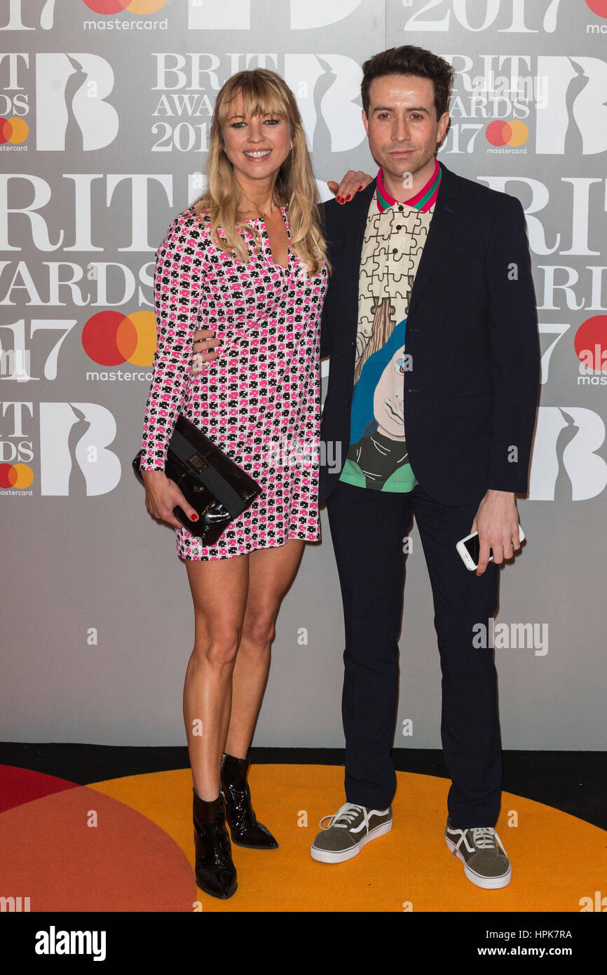 London, UK. 22 February 2017. Sara Cox, Nick Grimshaw. Red carpet arrivals for the 2017 BRIT Awards at the O2 Arena. © Bettina Strenske/Alamy Live News Stock Photo