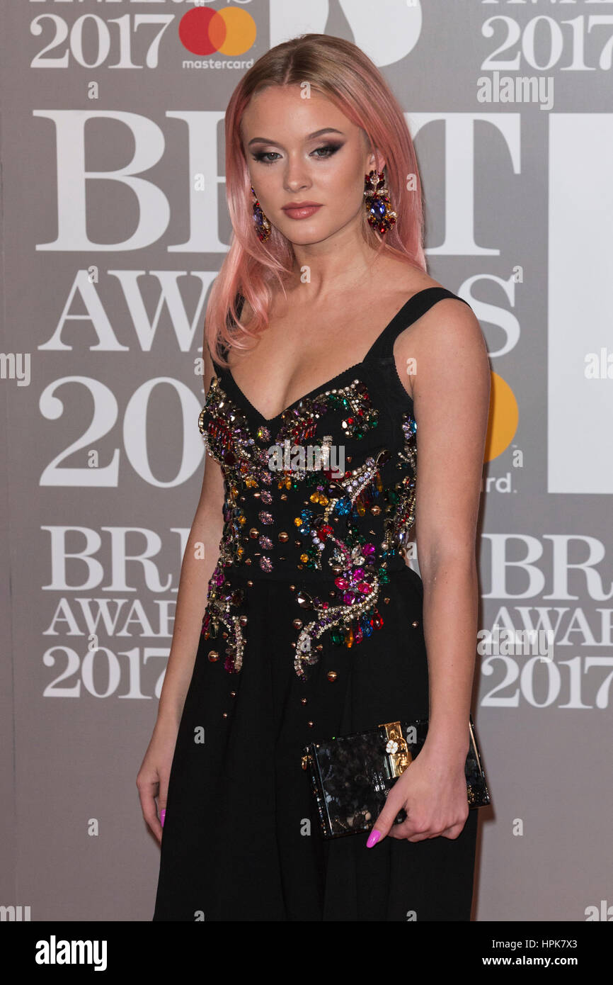 London, UK. 22 February 2017. Zara Larsson. Red carpet arrivals for the  2017 BRIT Awards at the O2 Arena. © Bettina Strenske/Alamy Live News Stock  Photo - Alamy