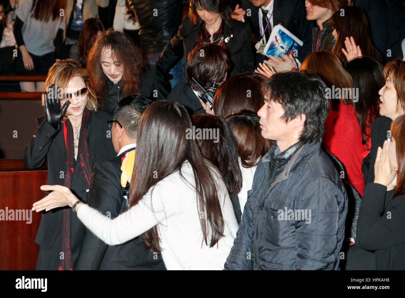 Members Of Rock Band X Japan Greet Fans During A Movie Premiere For Stock Photo Alamy