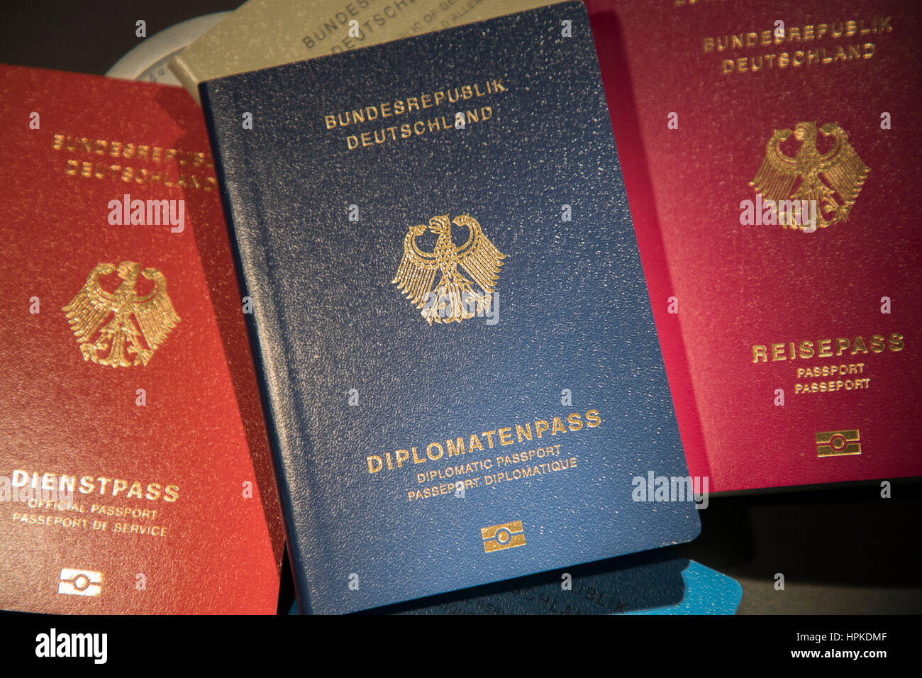 Berlin, Germany. 23rd Feb, 2017. The new German passport on display during a presentation at the