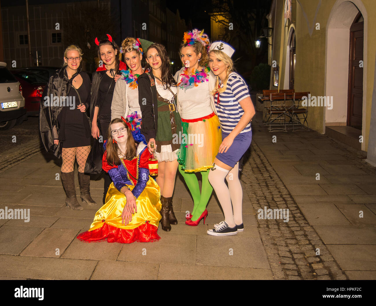 Burghausen, Germany. 23rd February, 2017. Women dress up for  Weiberfasching Women's carnival in the town of Burghausen Bavaria Credit:  ASAlamy Live News Stock Photo - Alamy