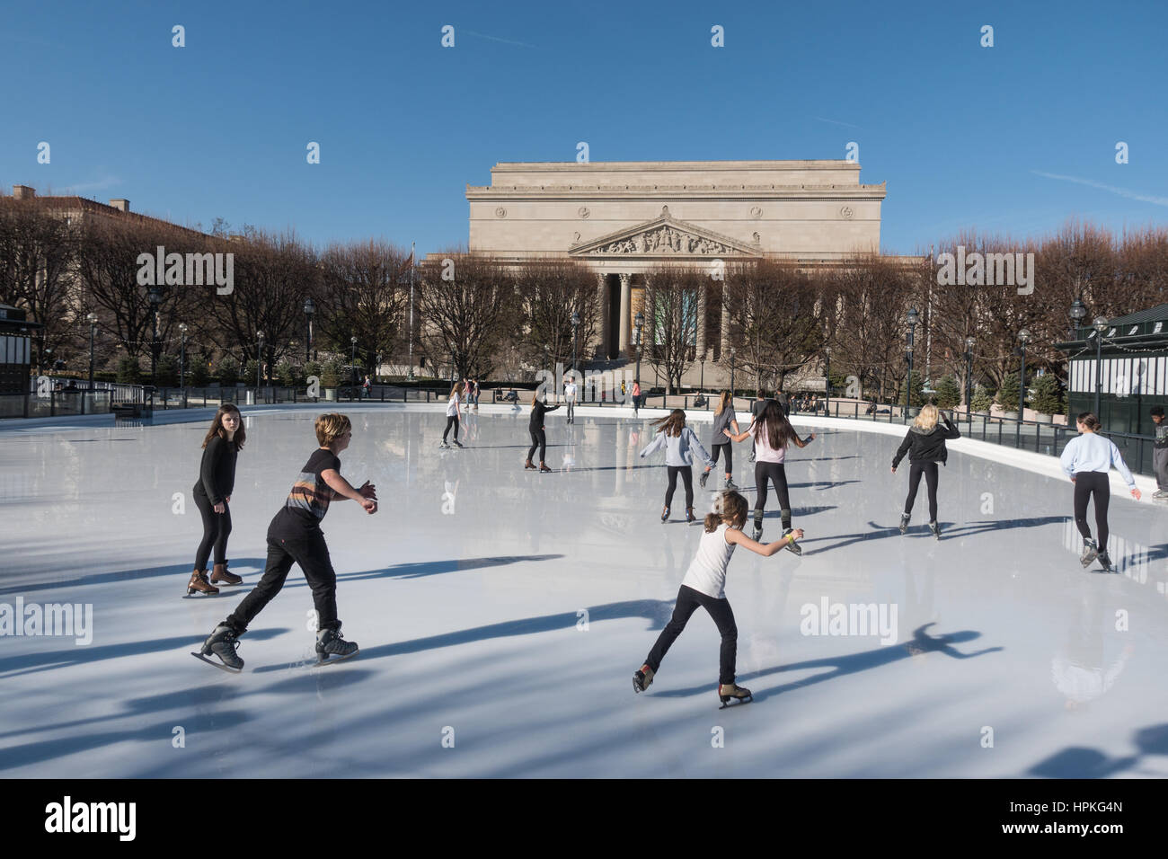 Washington, DC, USA. 23rd Feb, 2017. Ice skaters dressed for spring