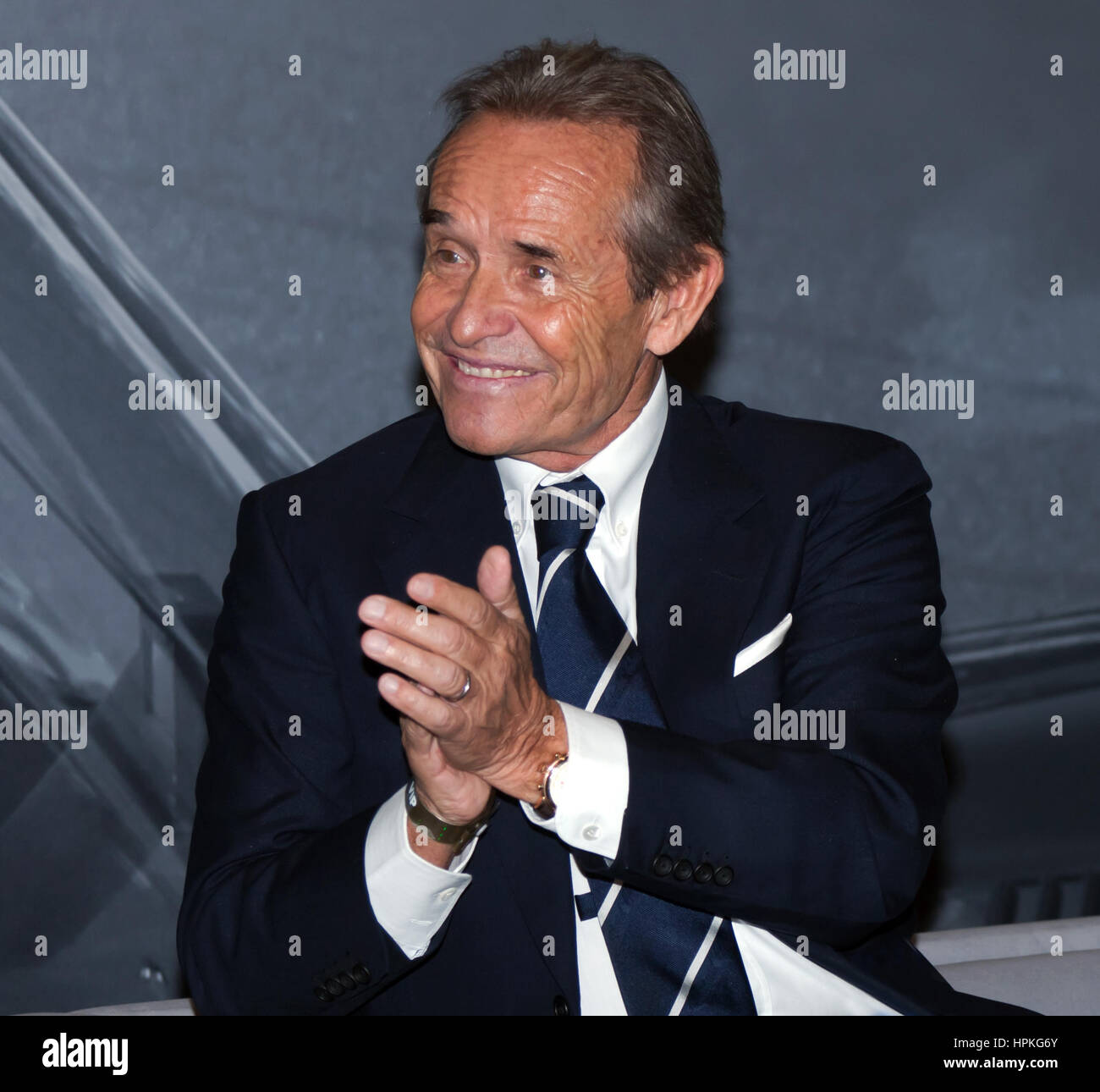 Interview with Jacky Ickx, six-time le Mans winner and 2017 London Classic Car Show Icon. The London Classic Car Show. Stock Photo