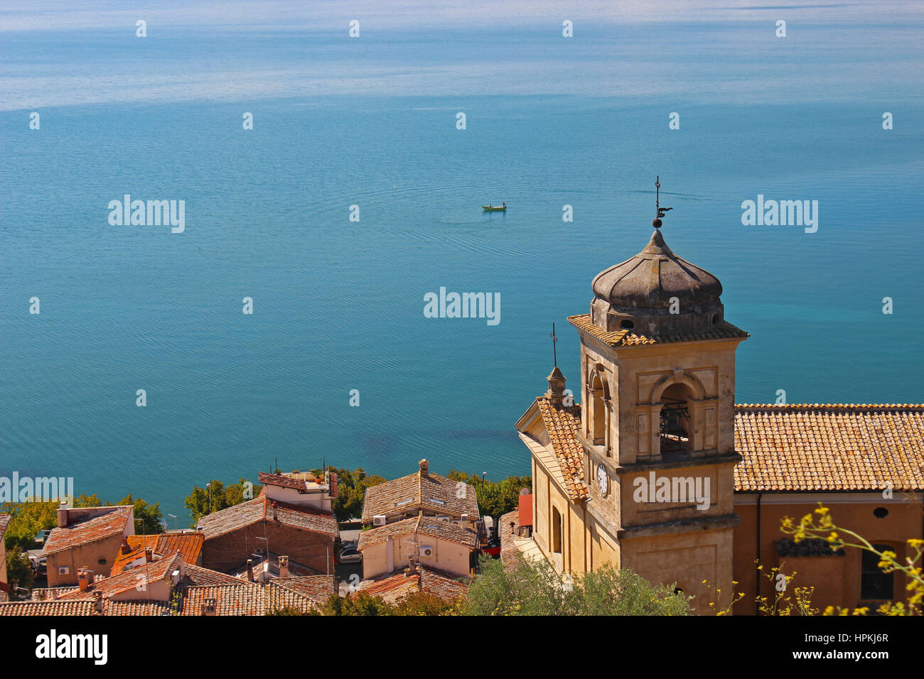 This is the Main Church of Trevignano Romano, a very nice and little village on the Bracciano Lake, near Rome, Italy. This shot has been taken in a cl Stock Photo