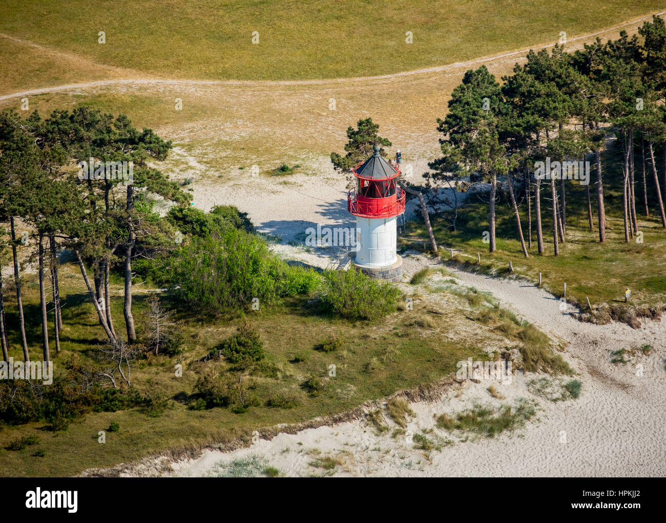 Lighthouse, South Island, Lighthouse, Beach, Beach Line, Hiddensee Island, East Coast, Western Pomerania, Mecklenburg-West Pomerania, Germany Stock Photo