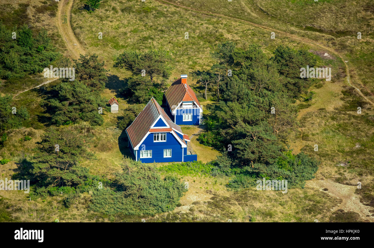 Blue Island House, dune heath, beach house, house in the dunes, place Vitte, Hiddensee, Baltic Sea coast, Western Pomerania, Mecklenburg-West Pomerani Stock Photo