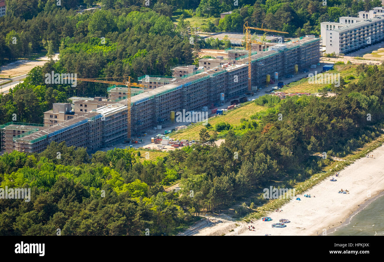 KDF Bad Prora, former resort of the Nazi Kraft durch Freude, coast with sandy beach of Binz, on the island of Rügen, Rügen, Binz, coastline, beach cha Stock Photo