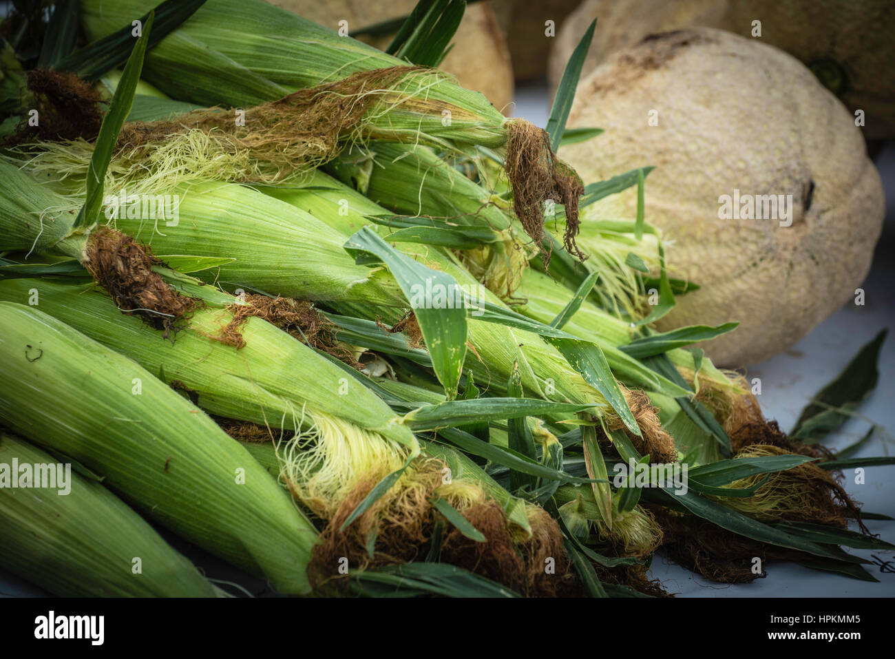Farm fresh vegetables for sale at road side farmers stand Stock Photo