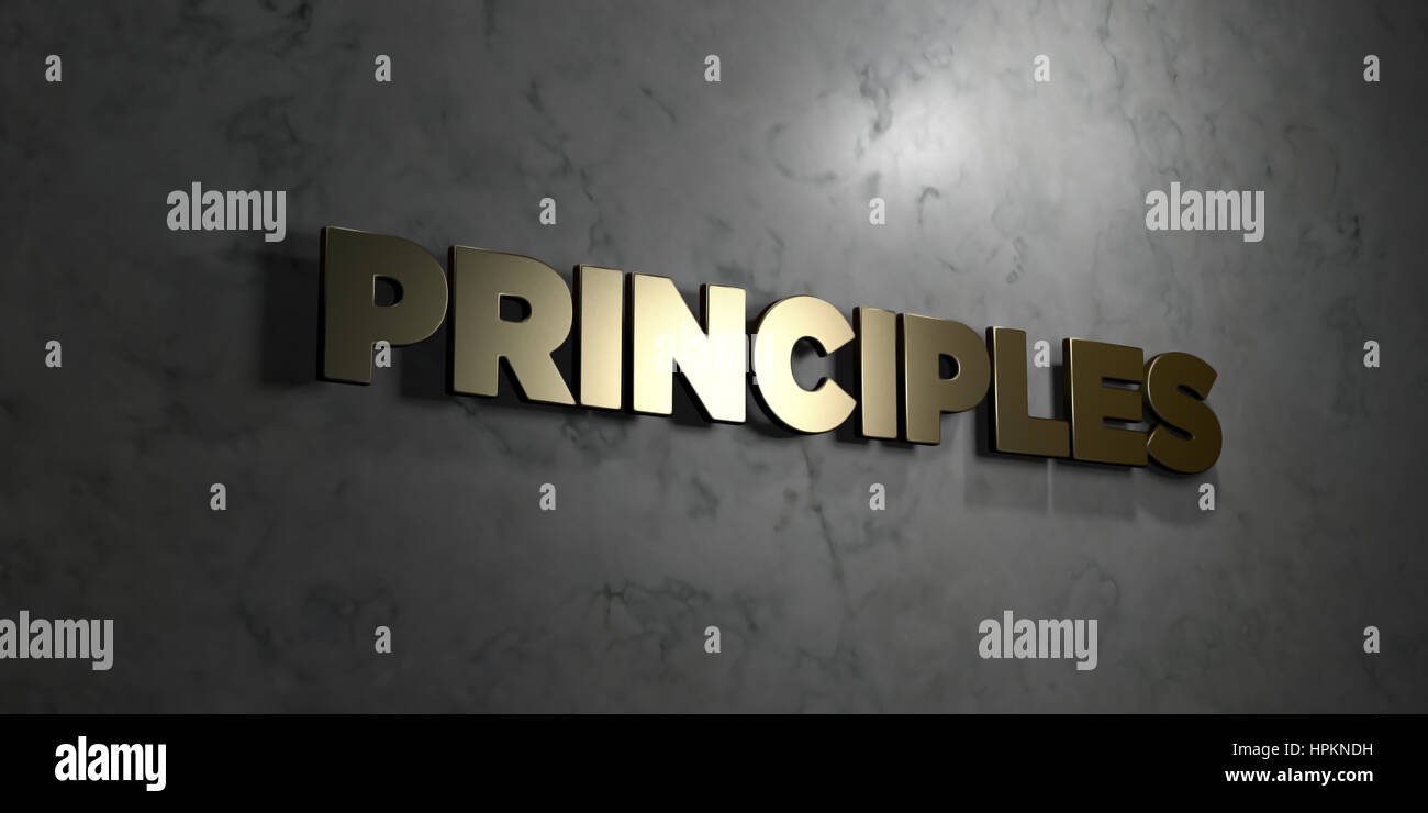 Principles Gold Text On Black Background 3d Rendered Royalty