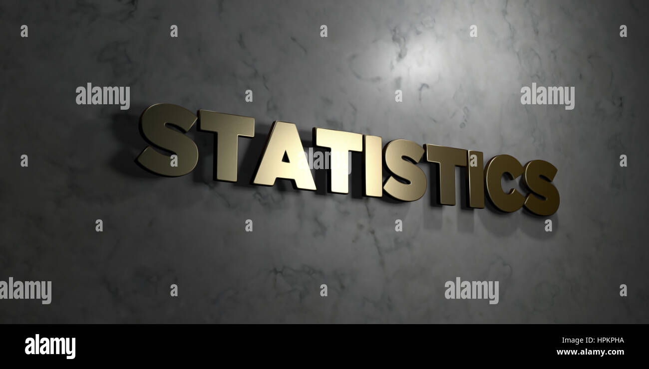 Statistics Gold Text On Black Background 3d Rendered Royalty