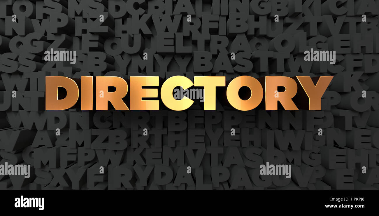 Directory Gold Text On Black Background 3d Rendered Royalty