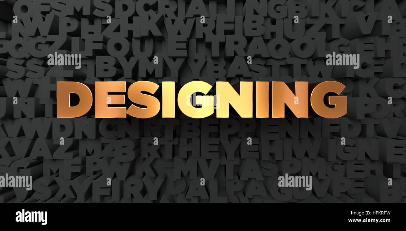 Designing Gold Text On Black Background 3d Rendered Royalty