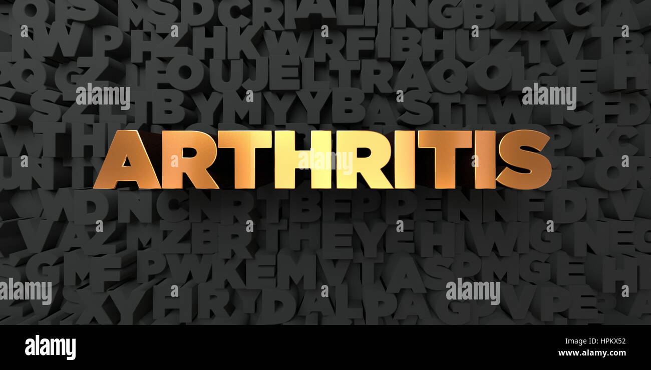 Arthritis Gold text on black background 3D rendered royalty free