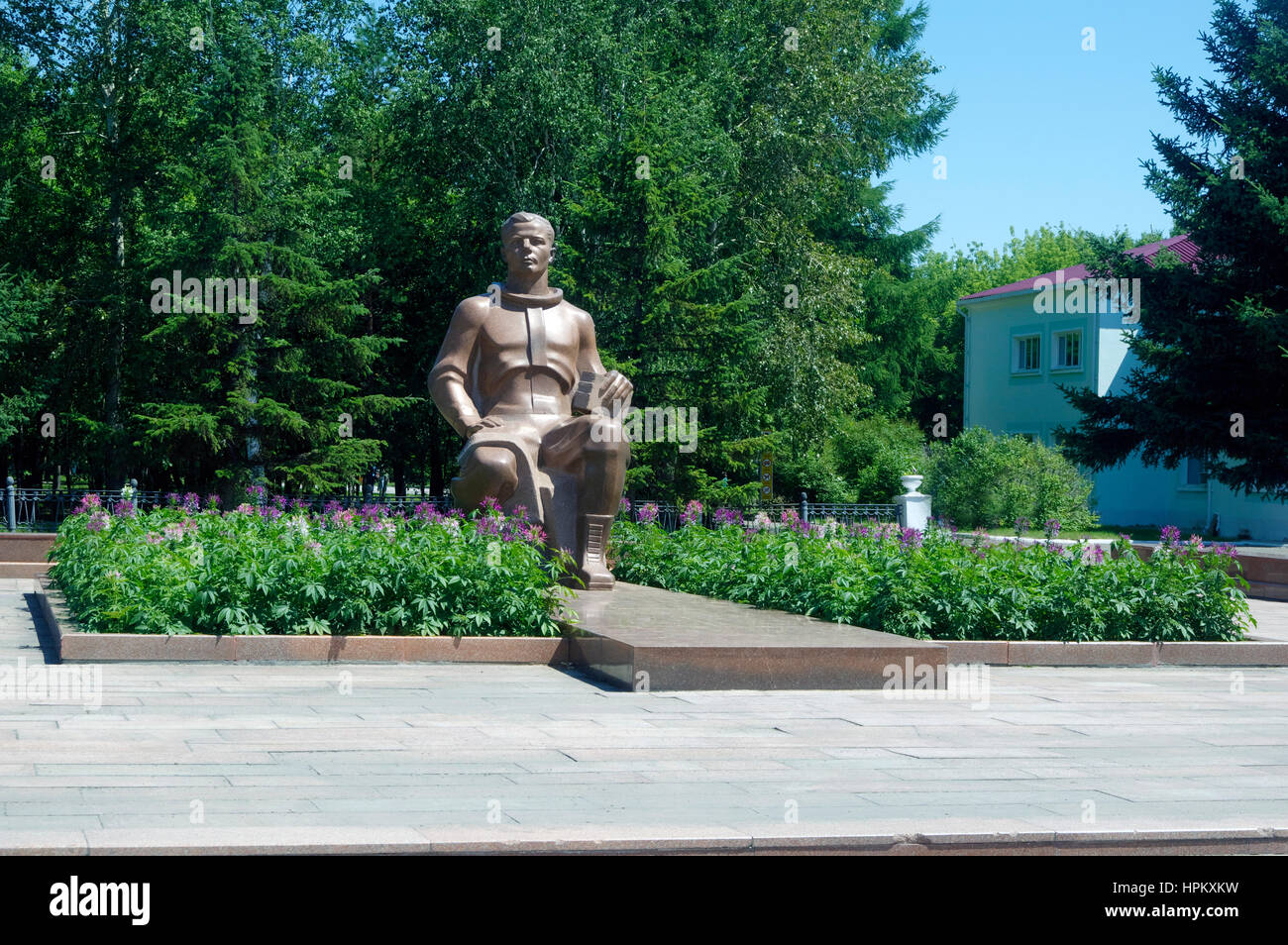 Russia, the city of Komsomolsk-on-Amur, district Dzemgi, Gagarin monument Stock Photo