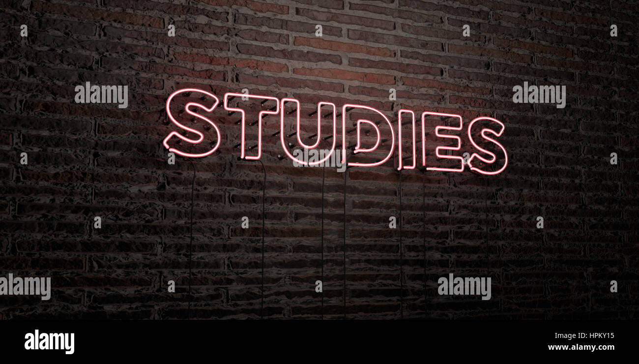 STUDIES -Realistic Neon Sign on Brick Wall background - 3D rendered ...