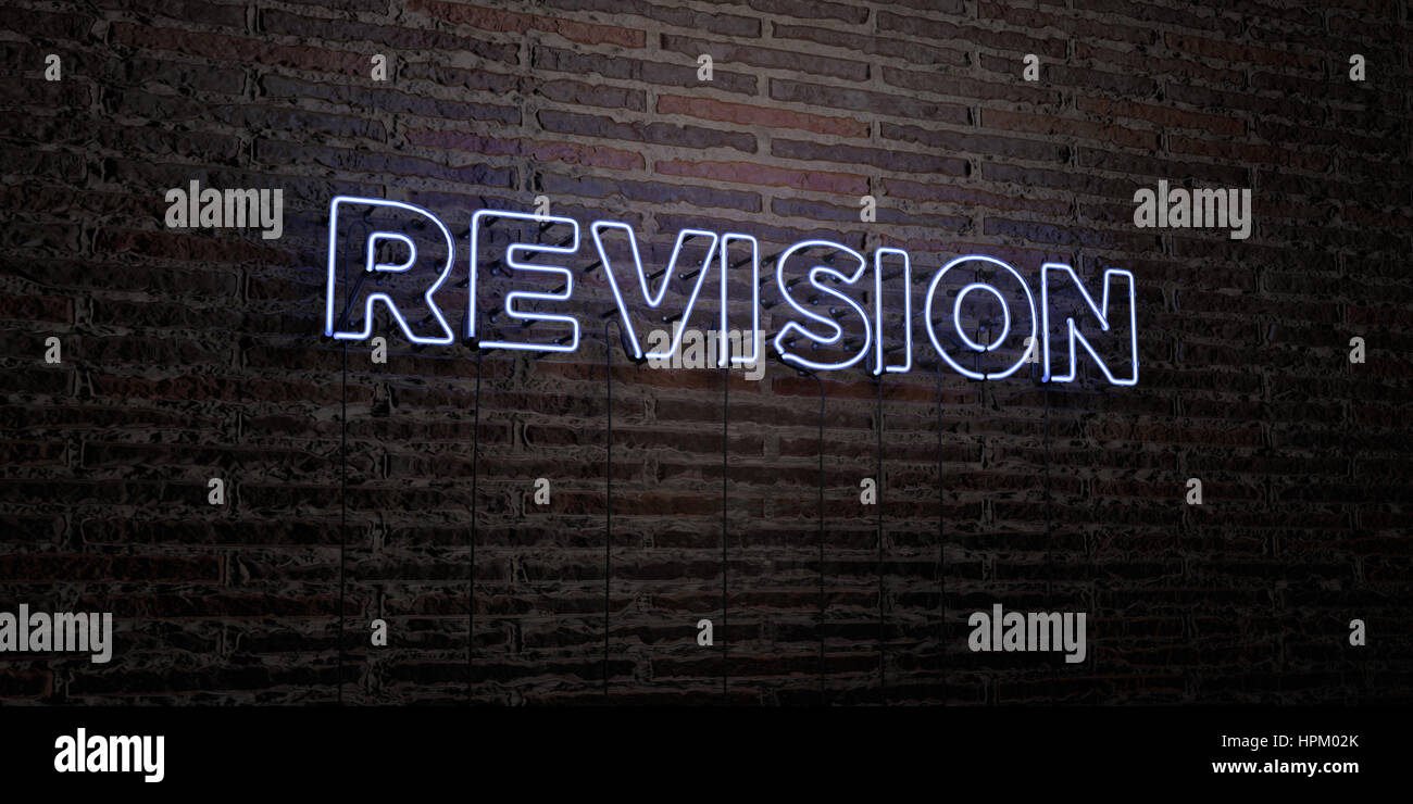 REVISION -Realistic Neon Sign on Brick Wall background - 3D rendered ...