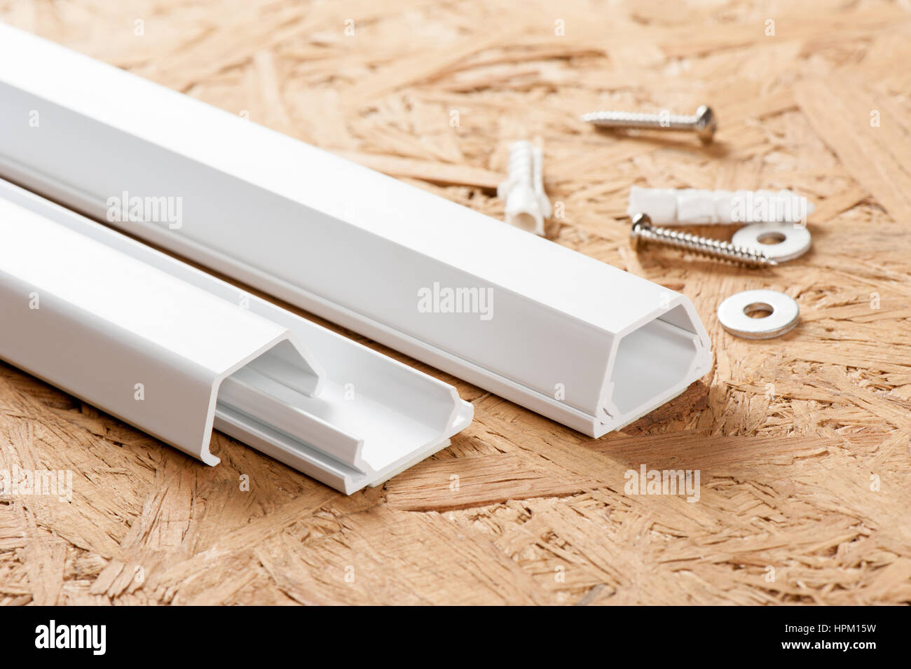 easy install white plastic wiring duct Stock Photo Alamy