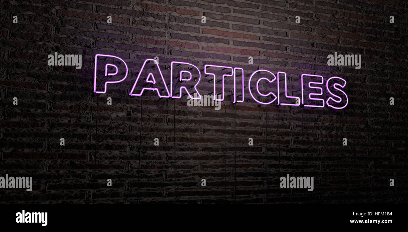 PARTICLES -Realistic Neon Sign on Brick Wall background - 3D rendered ...