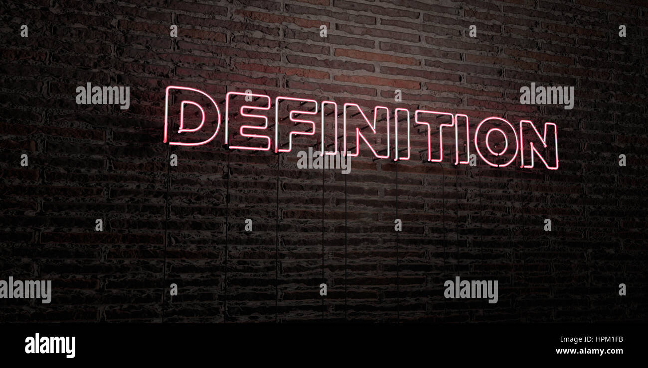 Definition Realistic Neon Sign On Brick Wall Background 3d