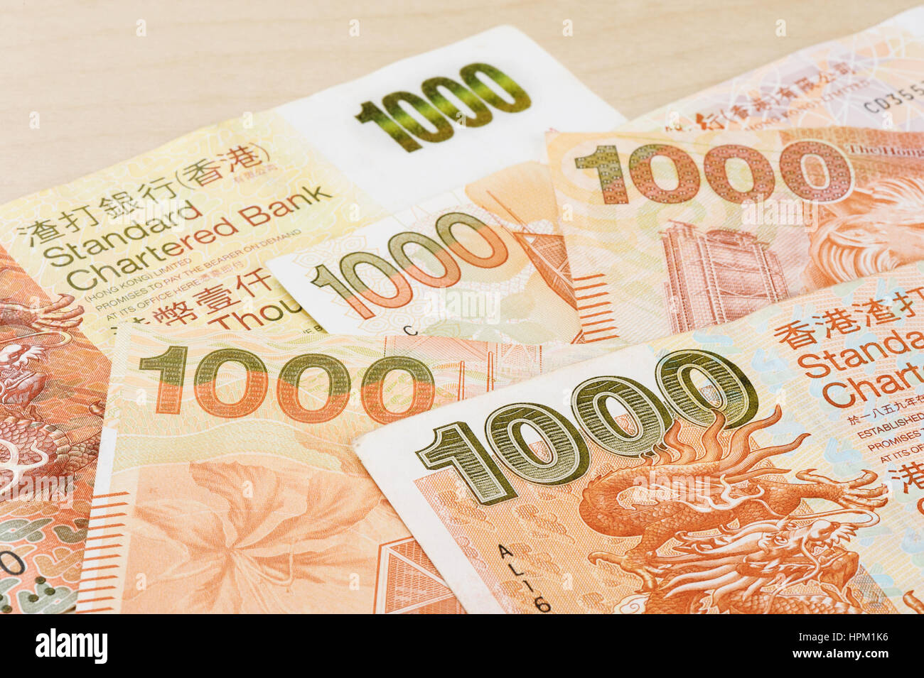 closeup one thousand Hong Kong Dollars bills Stock Photo - Alamy