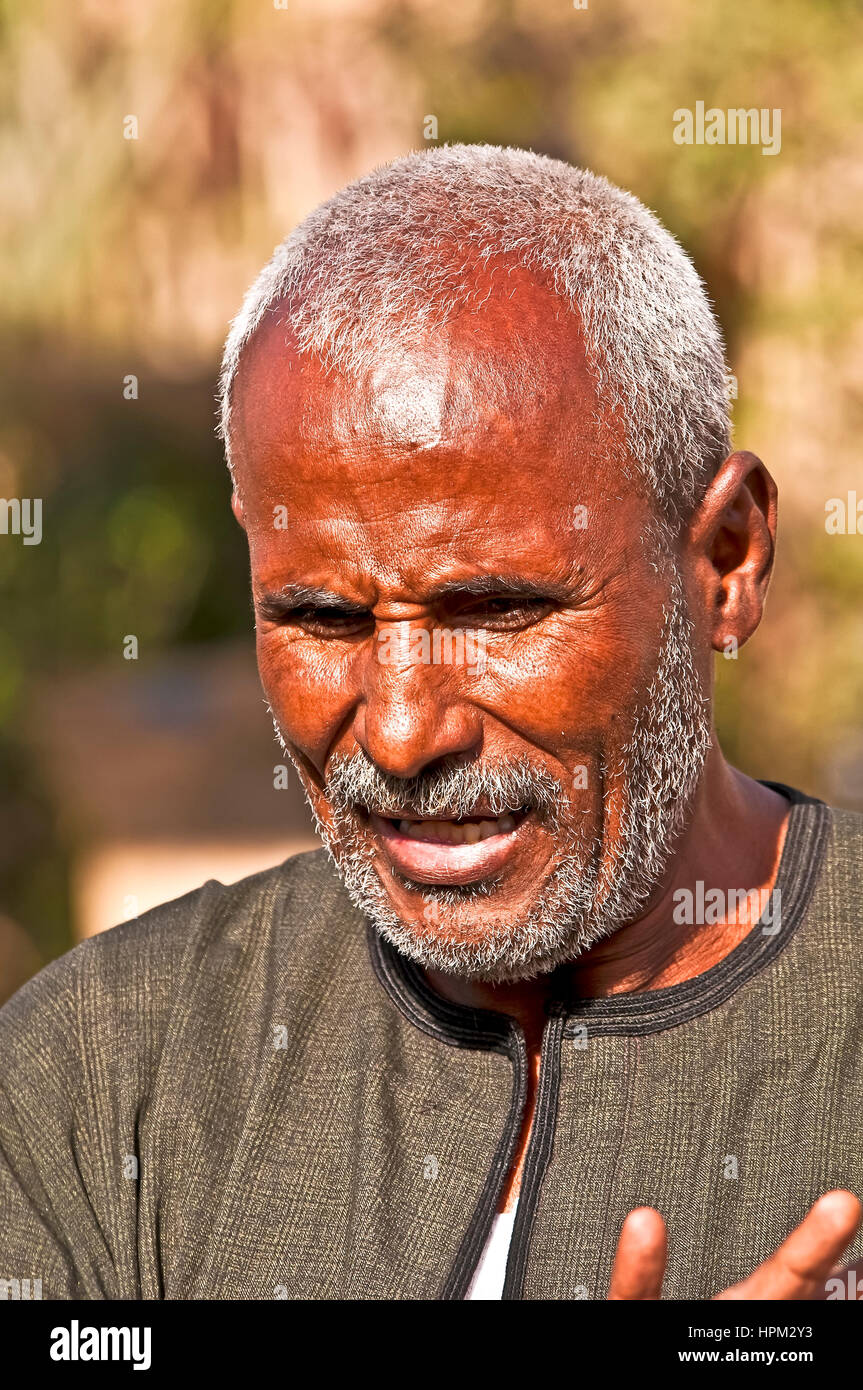 Egyptian boatman on ferry taking tourists to temple at Philae Island Stock Photo