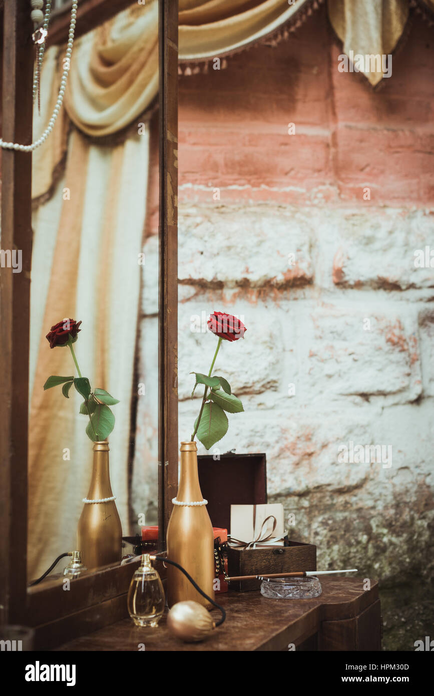 accessories on the dressing table Stock Photo Alamy