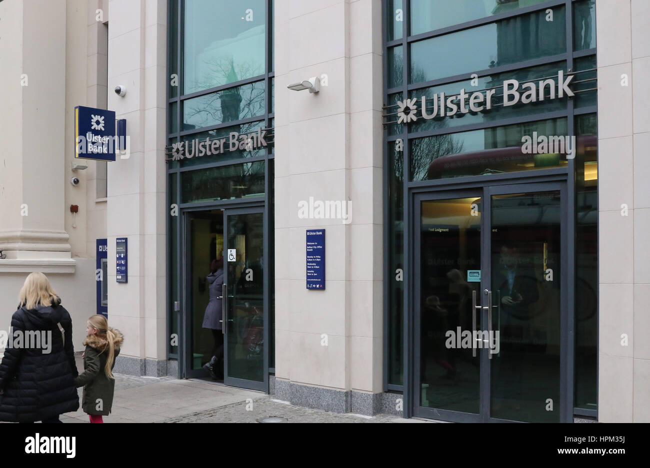 The Belfast City Office Branch of the Ulster Bank in Donegall Square East, Belfast, Northern Ireland. Ulster Bank is a subsidiary of RBS (Royal Bank o Stock Photo
