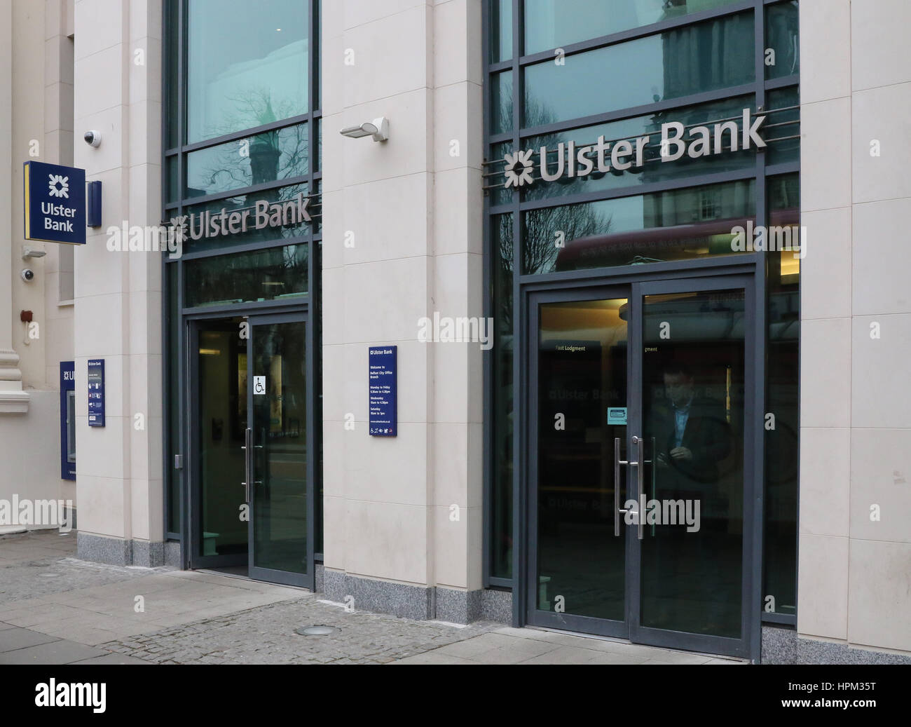 The Belfast City Office Branch of the Ulster Bank in Donegall Square East, Belfast, Northern Ireland. Ulster Bank is a subsidiary of RBS (Royal Bank o Stock Photo