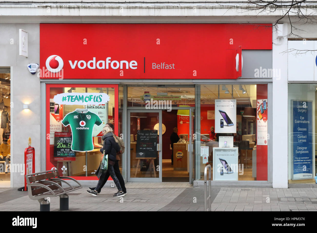 Vodafone Store in Donegall Place, Belfast, Northern Ireland Stock Photo