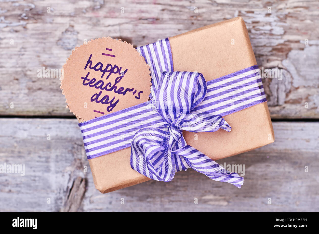 Present box with bow. Stock Photo