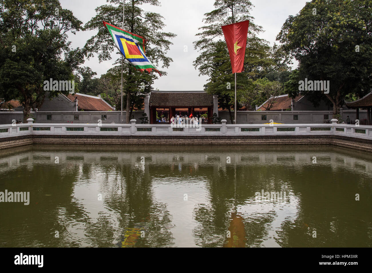 Temple of Literature Van Mieu is Confucian temple which was formerly a center of learning in Hanoi. It is Confucian Temple, not Buddhist, and was once Stock Photo