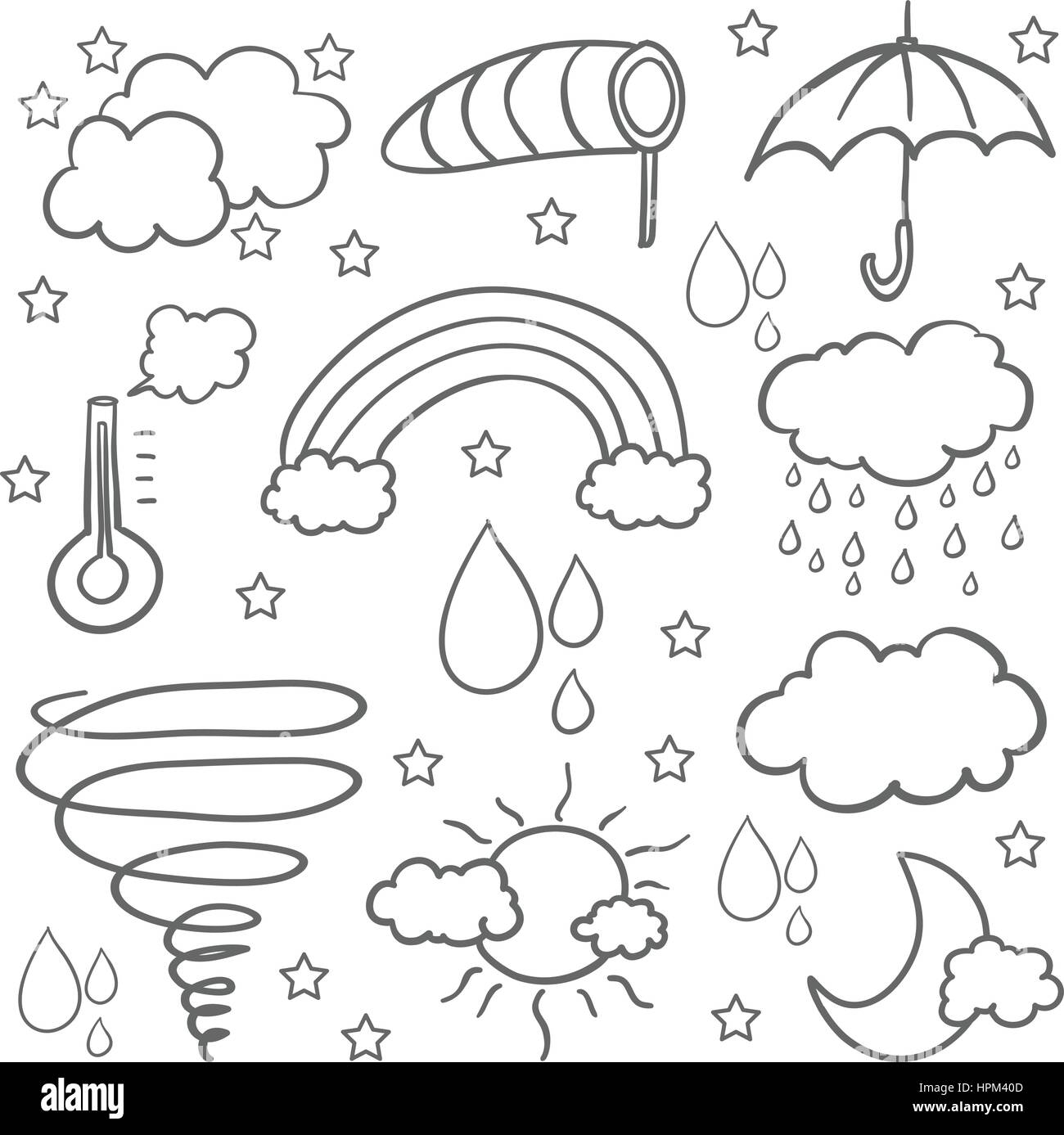 Doodle of weather set vector flat Stock Vector Image & Art - Alamy