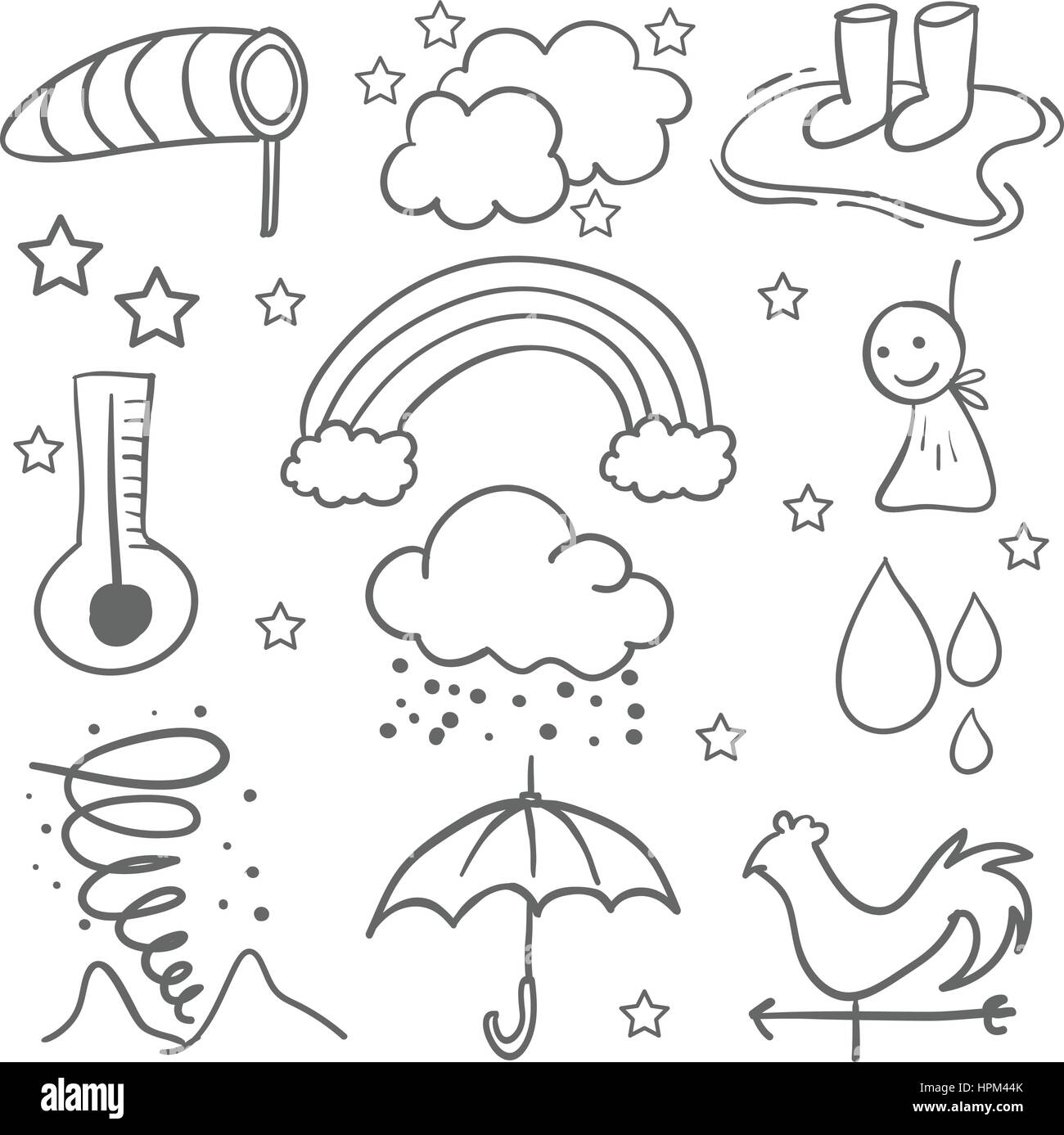 Doodle of weather set object vector art Stock Vector Image & Art - Alamy