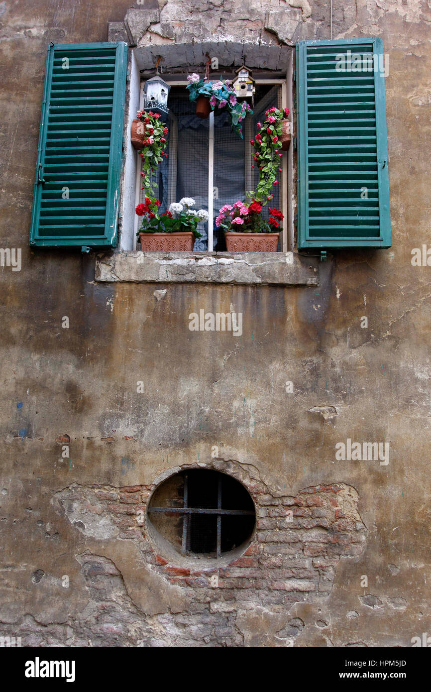 Decorated window green shutters hi-res stock photography and images - Alamy