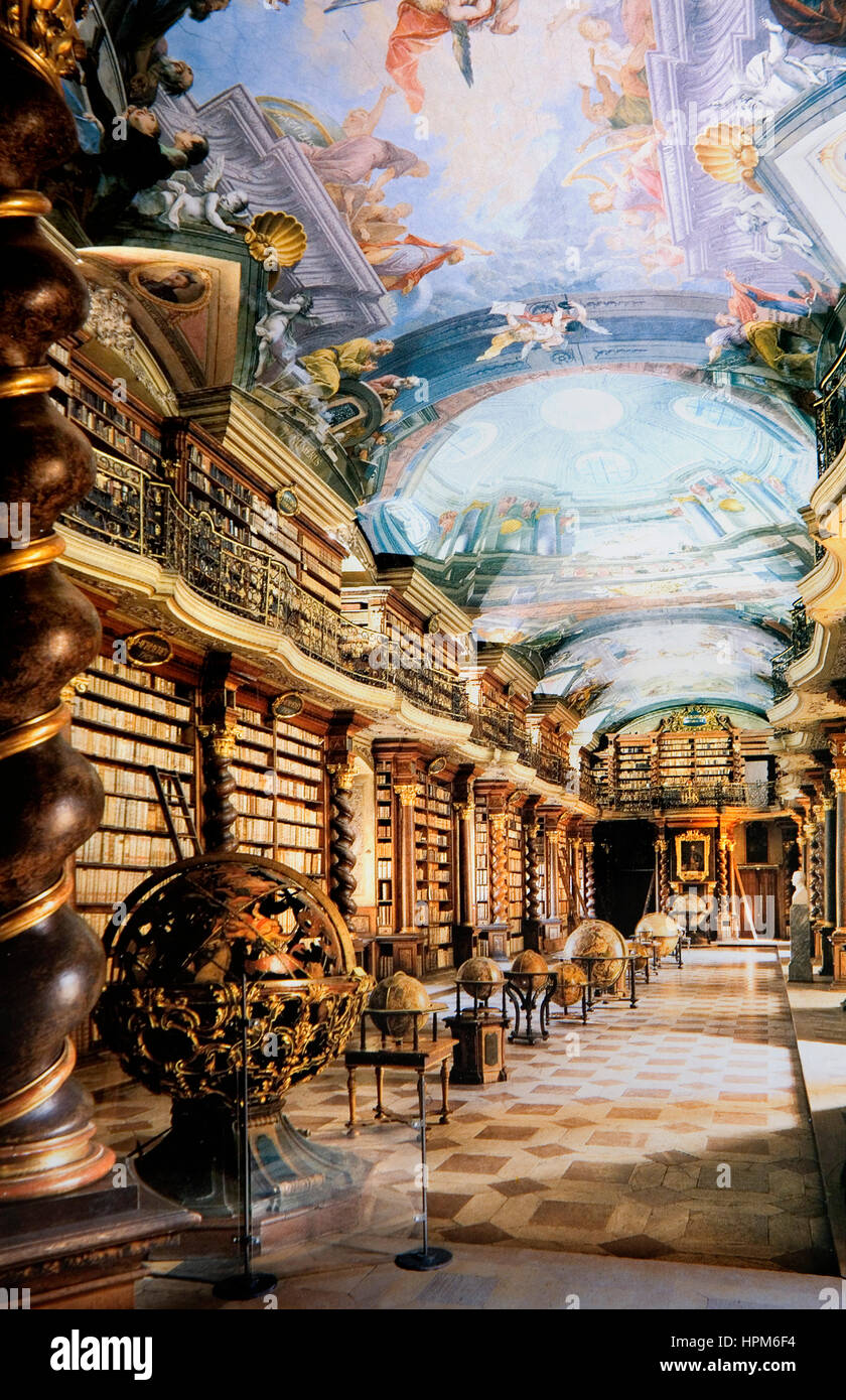 Klementinum. Baroque Library Hall.Prague. Czech Republic Stock Photo