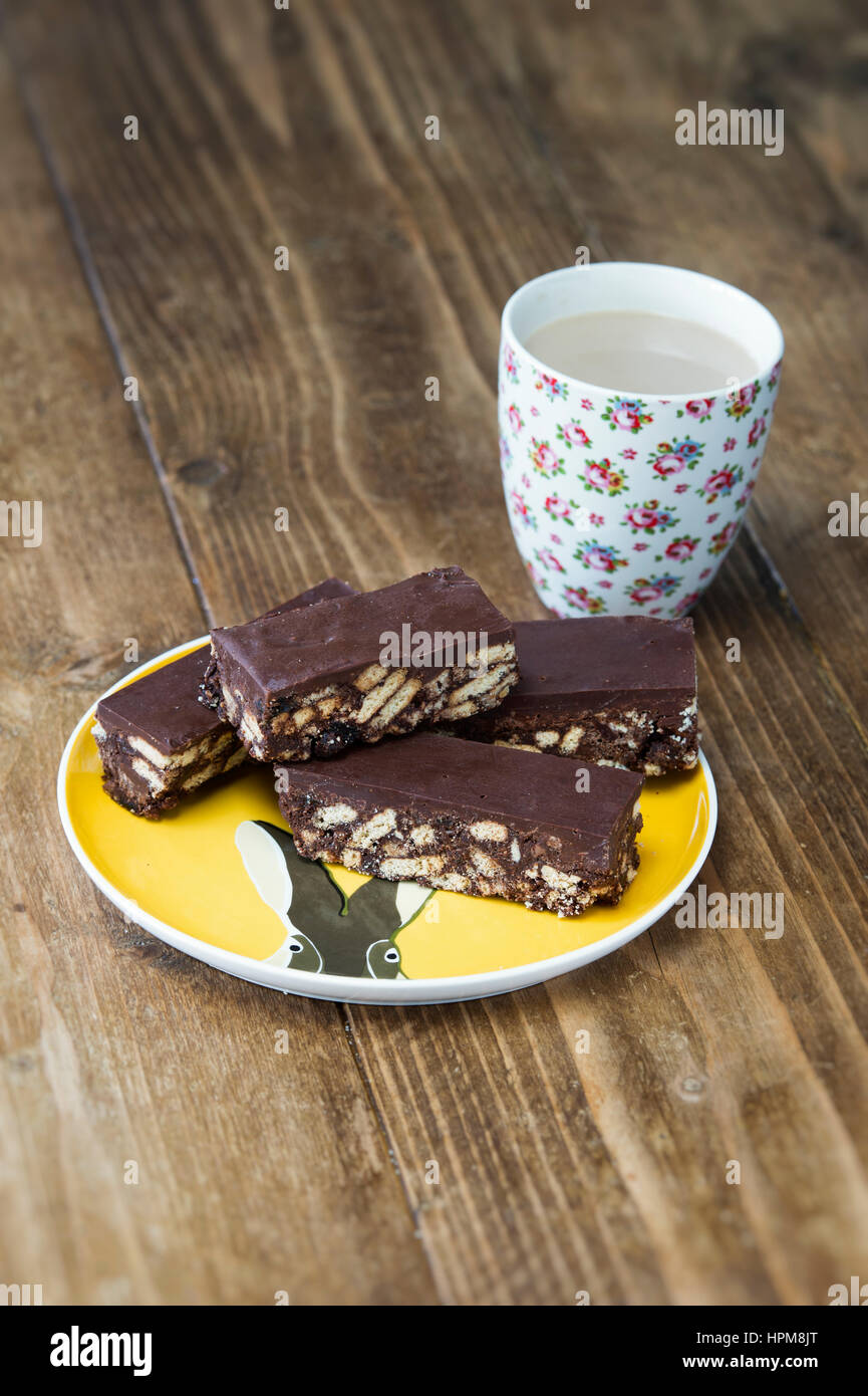 Chocolate Biscuit Tray Bakes Stock Photo