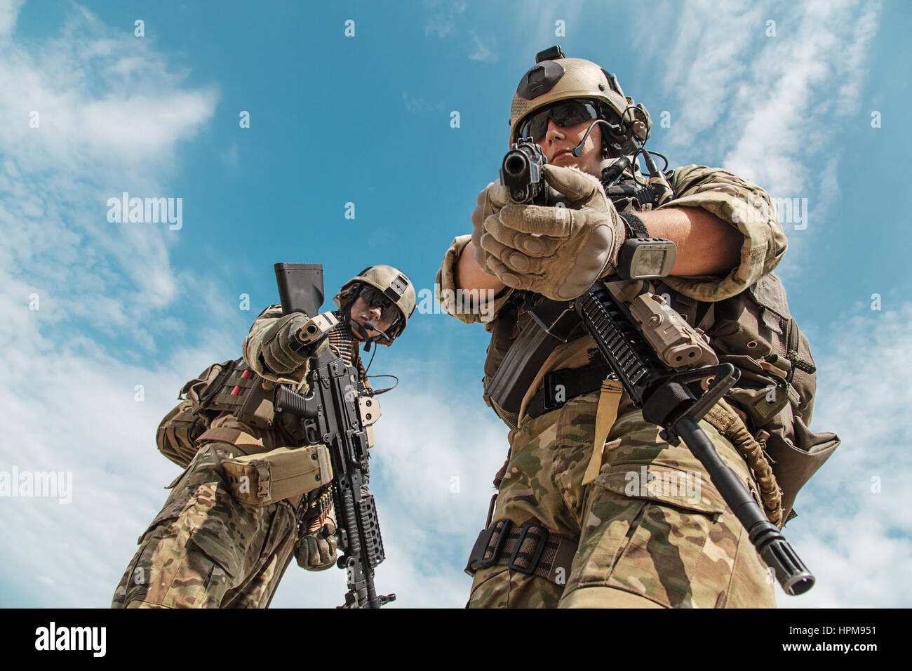 US Army Rangers with weapons Stock Photo