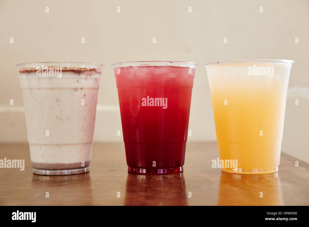 Horchata (Cinnamon, Rice Flour, Whole Milk) Jamaica (Hibiscus Flower Tea), Melon (Cantaloupe
