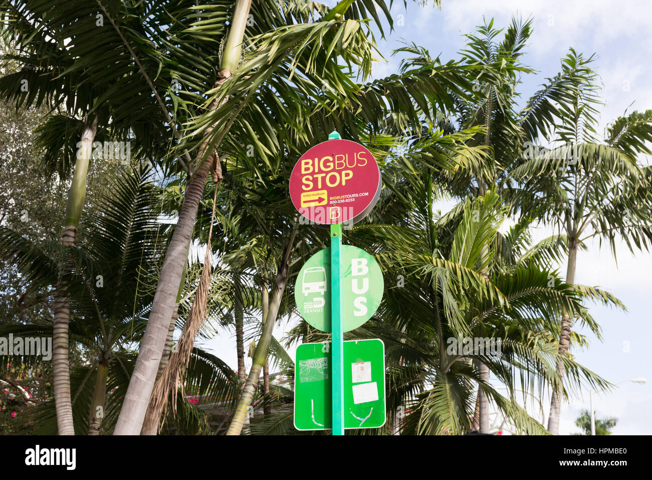 Big Bus Stop sign, Miami Stock Photo - Alamy