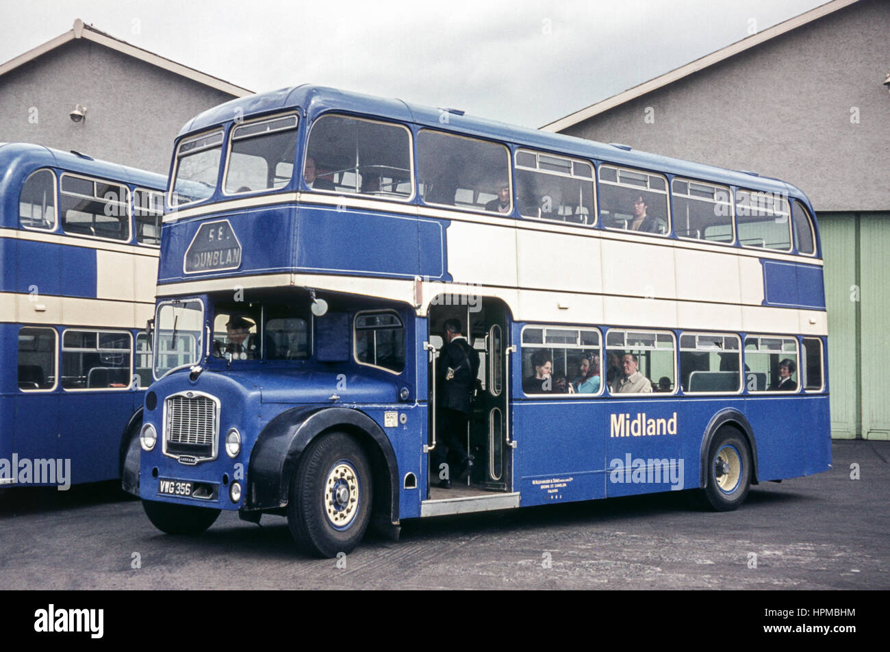 Scotland, UK - 1973: Vintage image of bus.  Alexander (Midland) Lodekka MRD176 (registration number VWG 356). Stock Photo