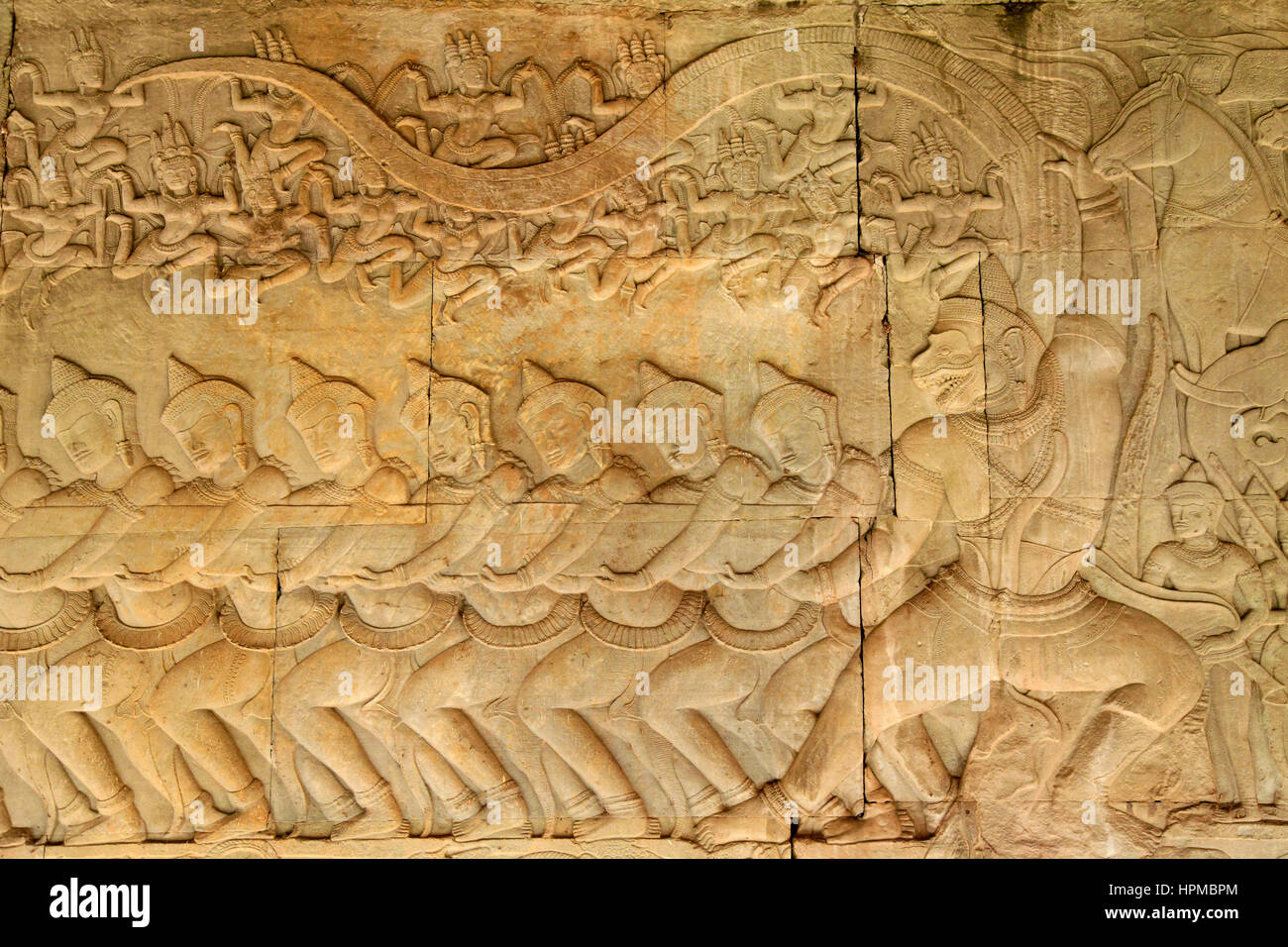 Cambodia, Angkor, Angkor Wat, Bas-Relief, Churning Of The Ocean Of Milk  Stock Photo - Alamy