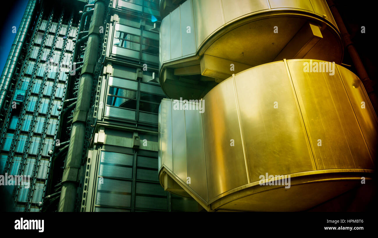 Shot of Lloyds building in London, England.Long exposure. Stock Photo
