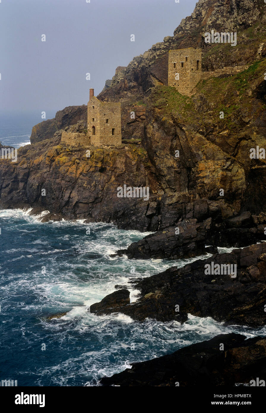 The Crowns Engine Houses at Botallack near St Just. Cornwall. England. UK Stock Photo