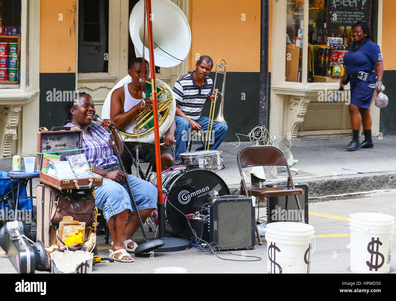New Orleans, USA May 14, 2015 Band playing live music on Royal